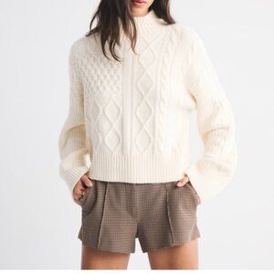 Women's Easy Cable-Knit Mockneck Sweater from Abercrombie & Fitch. Sz S/M